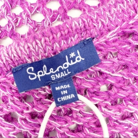 Splendid Pink Sweater Size Small 2-in-1 Cotton Loose/Open Weave Fuchsia New NWT - Picture 3 of 8